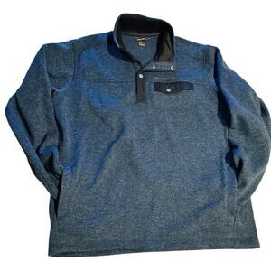 EDDIE BAUER Blue Quarter Snap Sweater Sz Tall Large Pullover Sweatshirt hiking